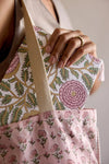 Paper Mirchi - Blokgedrukt Gelijnd Notitieboek (A5) - Marigold Glitz Blush