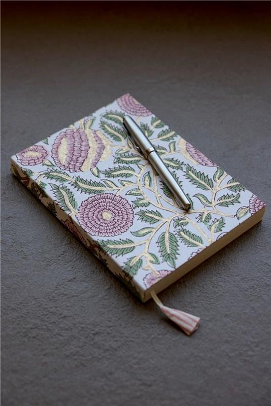 Paper Mirchi - Blokgedrukt Gelijnd Notitieboek (A5) - Marigold Glitz Blush