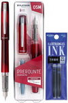 Platinum - Preppy - Prefounte Vulpen - Fine - Crimson Red - Met Blauw Zwarte vullingen