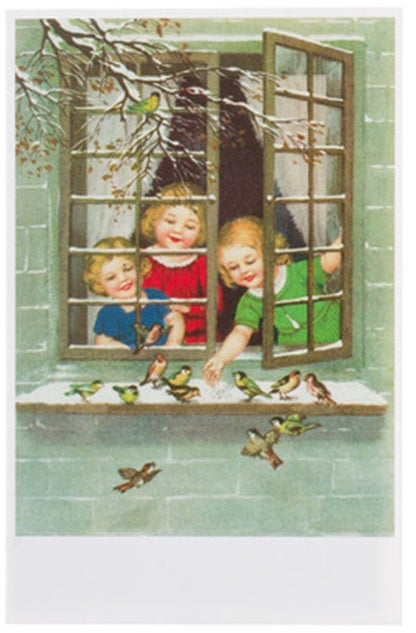 Nostalgische kerstkaarten - 4 stuks - Klassieke Vintage afbeeldingen - Winter - Sneeuw - Feestelijk - Jaarwisseling - Oude Brocante kerstkaarten 15X10,5 en 14X9