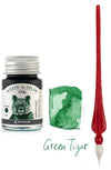 Glazen dip pen set in doosje - Rood - Potje Octopus inkt green tiger